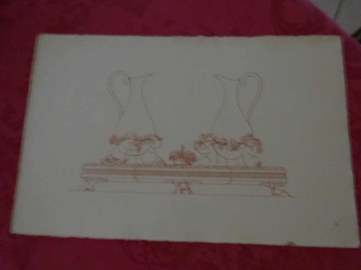 Recueil De 40 Gravures d'époque 1900 Représentant Des Pièces d'Orfèvrerie De Style Louis XVI-photo-3