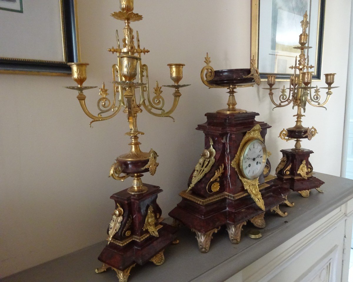 Important Clock And Its Candelabra From Napoleon III Period-photo-7