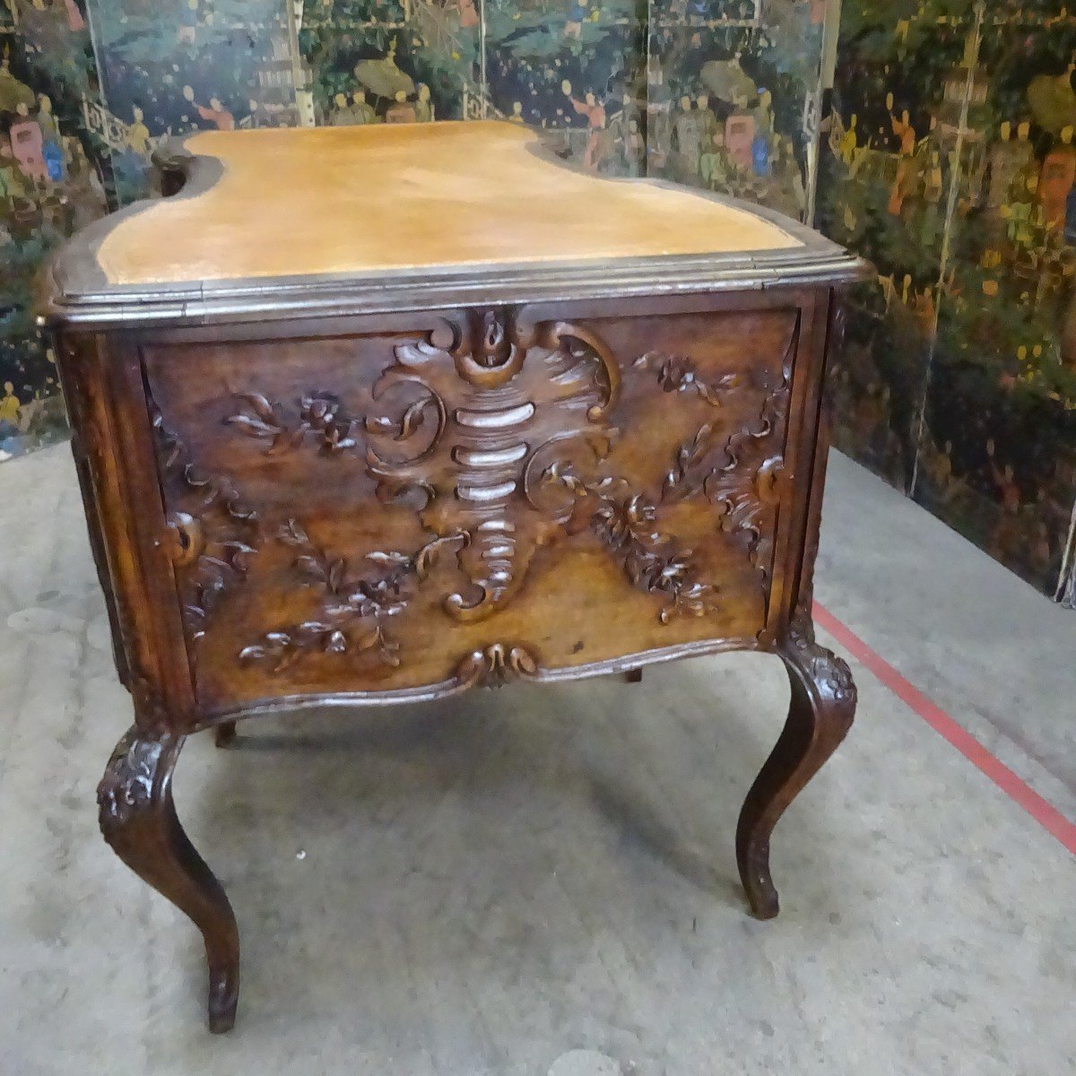 Large Louis XV Provencal Style Flat Desk-photo-3