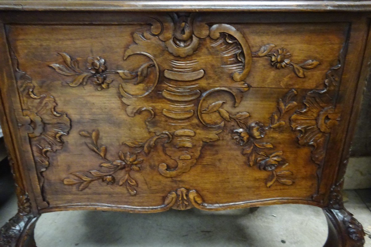 Large Louis XV Provencal Style Flat Desk-photo-4