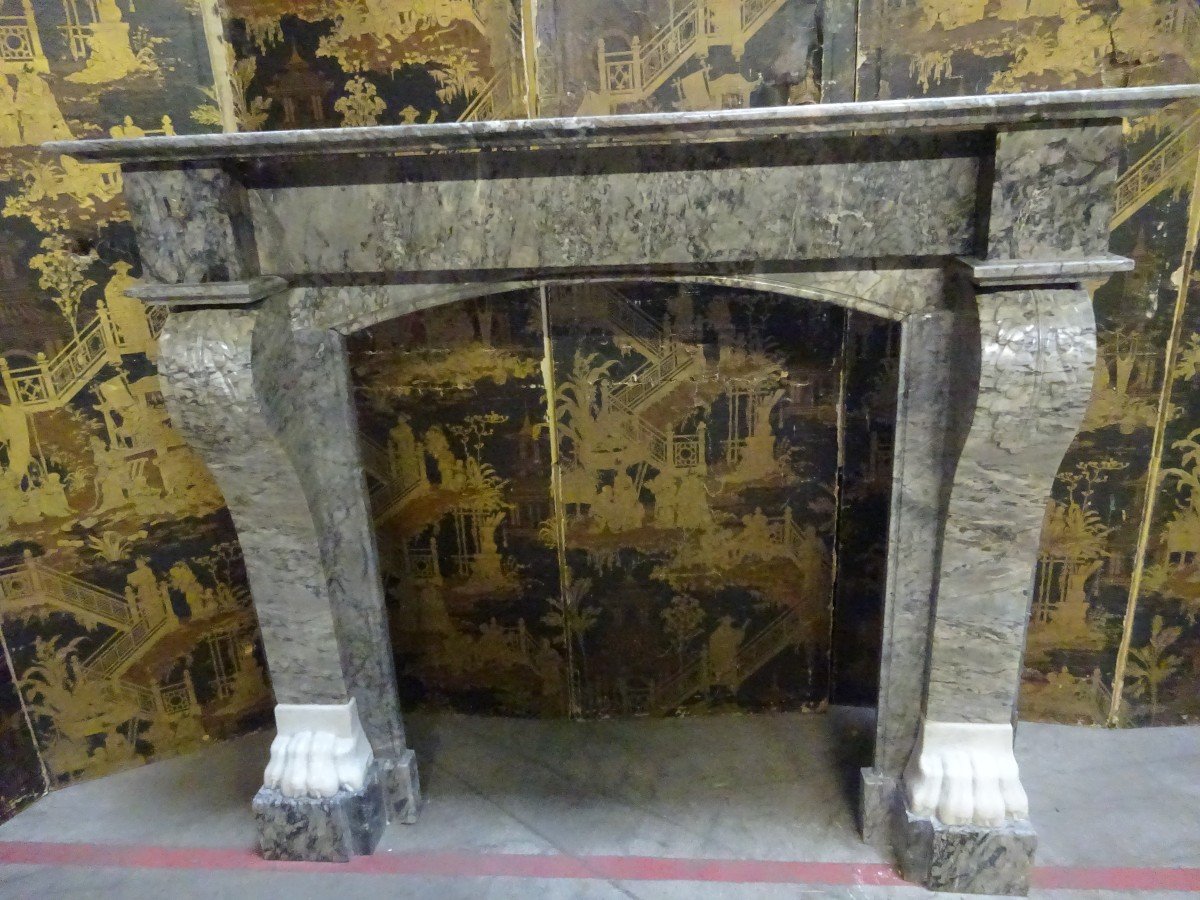 Early XIX Marble Fireplace With Claw Feet-photo-2