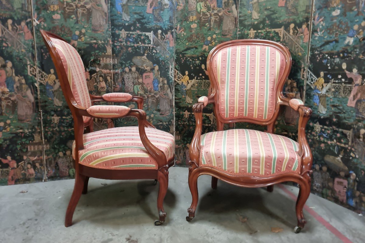 Paire De Fauteuils d'époque Louis Philippe En Acajou-photo-2