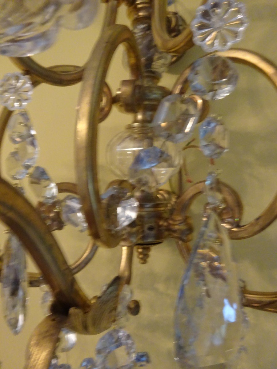 Pair Of Important Sconces In Bronze And Crystal-photo-2