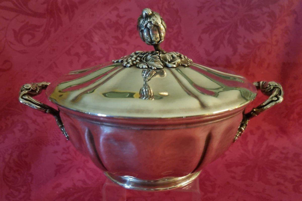 Vegetable Dish In Silver Lined Metal From The Mid-nineteenth Century-photo-3