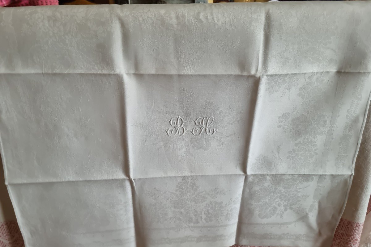 Suite Of 5 Damask Towels Late Nineteenth-photo-2