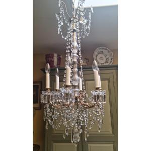 19th Century Bronze And Crystal Chandelier