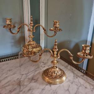 Pair Of Candelabra End Of Table In Bronze Louis XIV Style