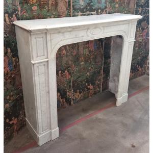 Louis XVI Style Fireplace From The 19th Century Carrara Marble