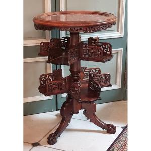 19th Century Library Pedestal Table In Chinese Taste