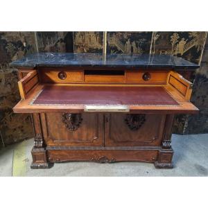 Commode With Mahogany Doors, Forming Writing Desk, 1840 Period