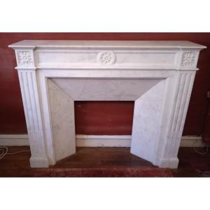 Louis XVI Style Fireplace In White Carrara Marble