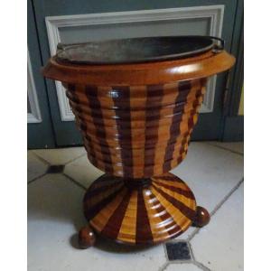 19th Century Ember Bucket In Two-tone Solid Wood 