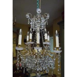 Bronze And Crystal Chandelier 15 Lights Mid 19th Century