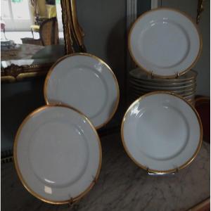 Series Of White And Gold Flat Plates Mid-19th Century