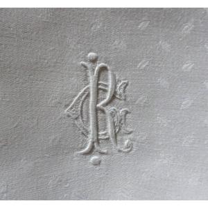 Nappe Damassée Rectangulaire à Décor De Grains De Riz Fin XIXème
