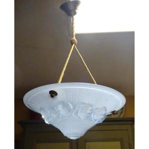 Art Deco Molded Glass Basin Pendant Light