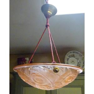 Art Deco Molded Glass Basin Pendant Light
