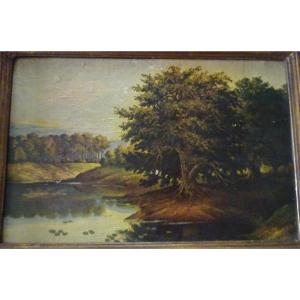 Painting Representing A Landscape From The Late 19th Century