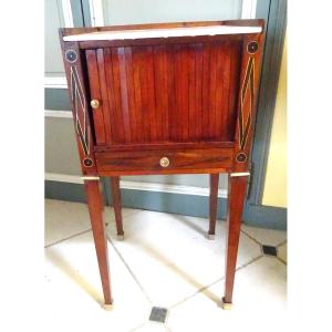Directoire Period Bedside Table In Mahogany And Marquetry