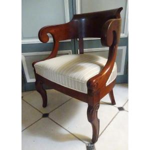 Restoration Period Mahogany Office Chair, Crook-back Model.