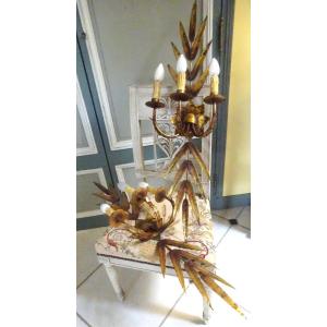 Paire de grandes appliques en métal doré années 60/70