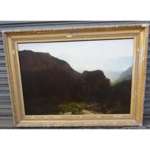 Très grand tableau de paysage par Georges GALL daté 1867