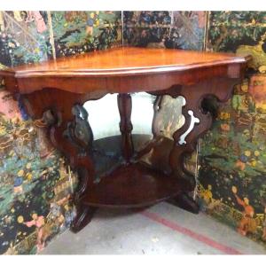 Encoignure ouverte ou étagère d'angle en acajou milieu XIXème