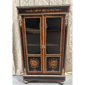 Napoleon III Period Small Marquetry Display Case Or Bookcase