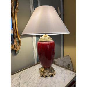 Early 19th-century Red Porcelain Lamp