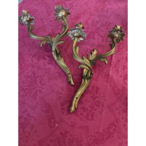 Pair Of Louis XV-style Bronze Wall Sconces