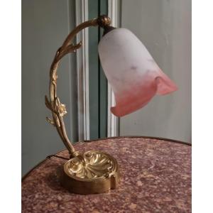 Lampe Art Nouveau En Bronze Doré