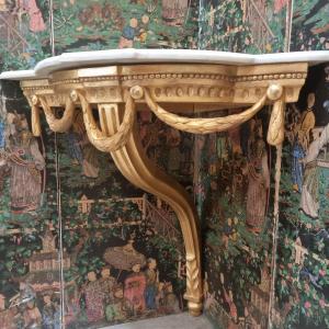 Corner Console In Golden Wood, Napoleon III Period