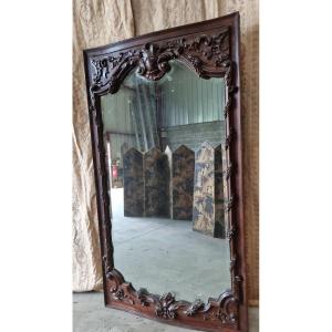 Large Napoleon III Mirror In Carved Oak