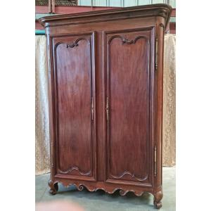 18th Century Wardrobe In Solid Mahogany Port Work