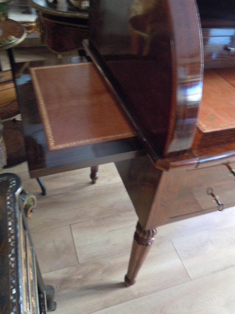 Bureau Cylindre D Epoque Restauration En Palissandre-photo-6