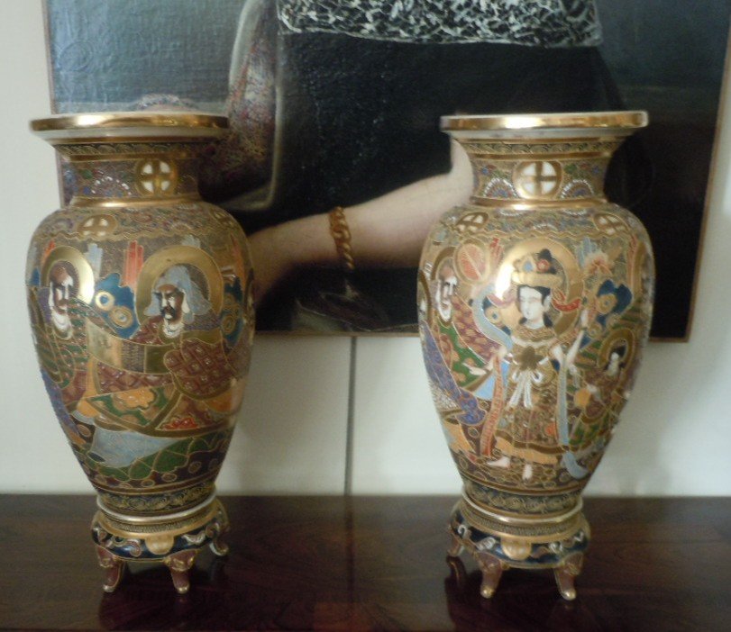 Pair Of Satsuma Vases-photo-2