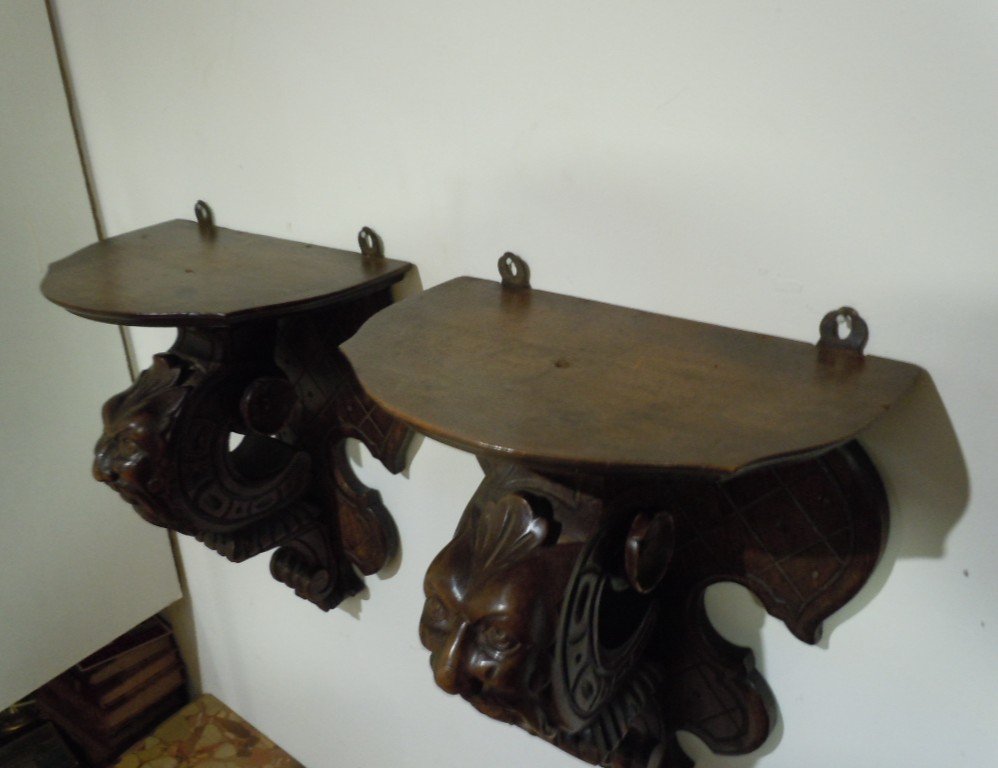 Pair Of Wall Consoles In Walnut 19th-photo-4