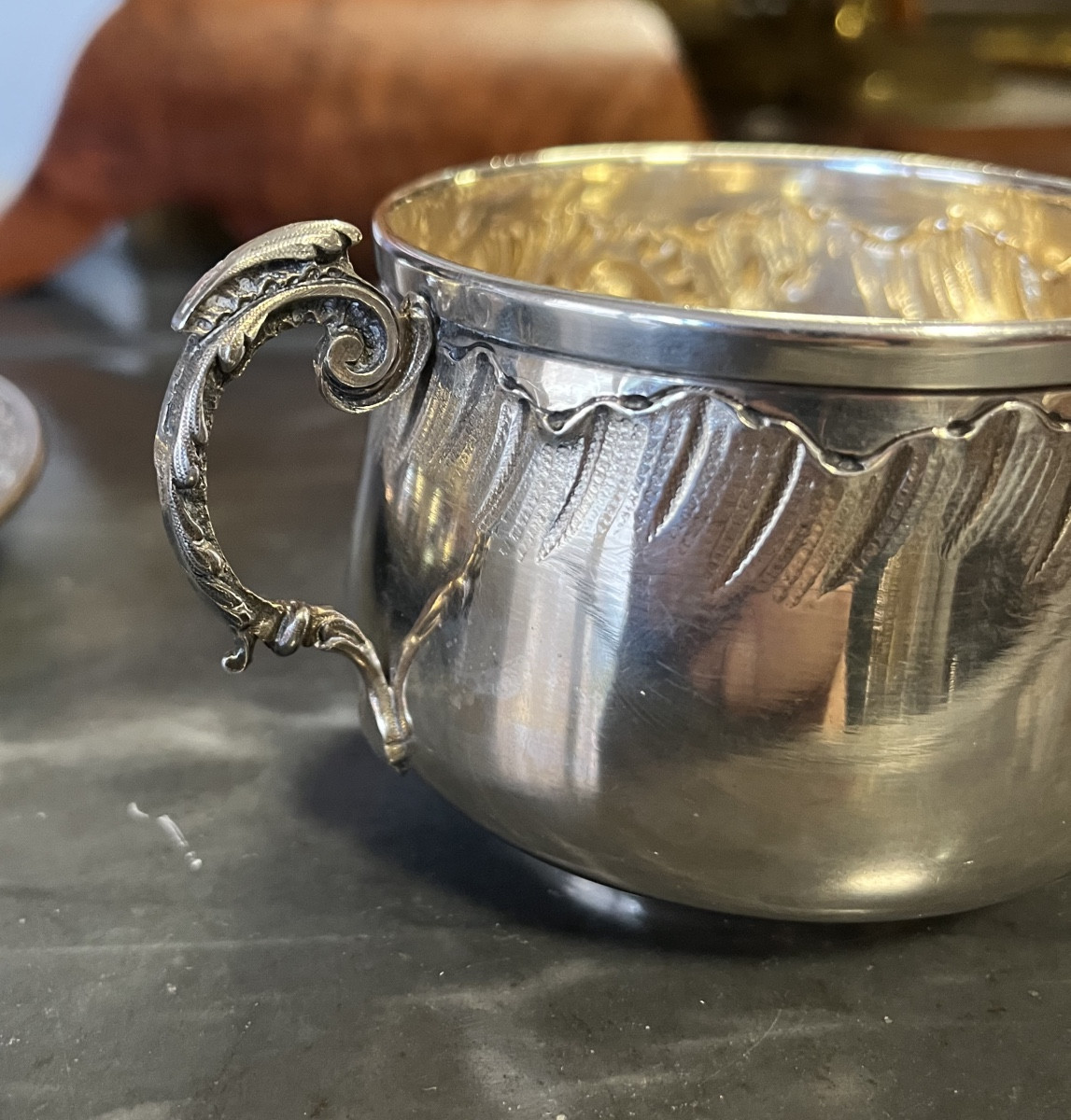 19th Century Solid Silver Chocolate Cup-photo-2