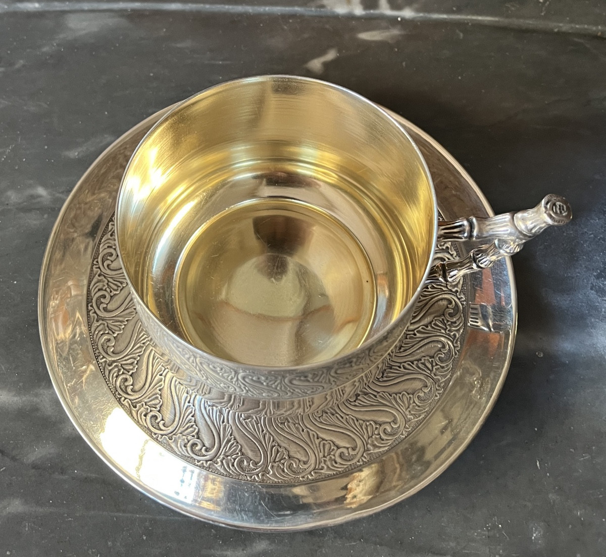 Tasse a chocolat en argent massif -photo-3