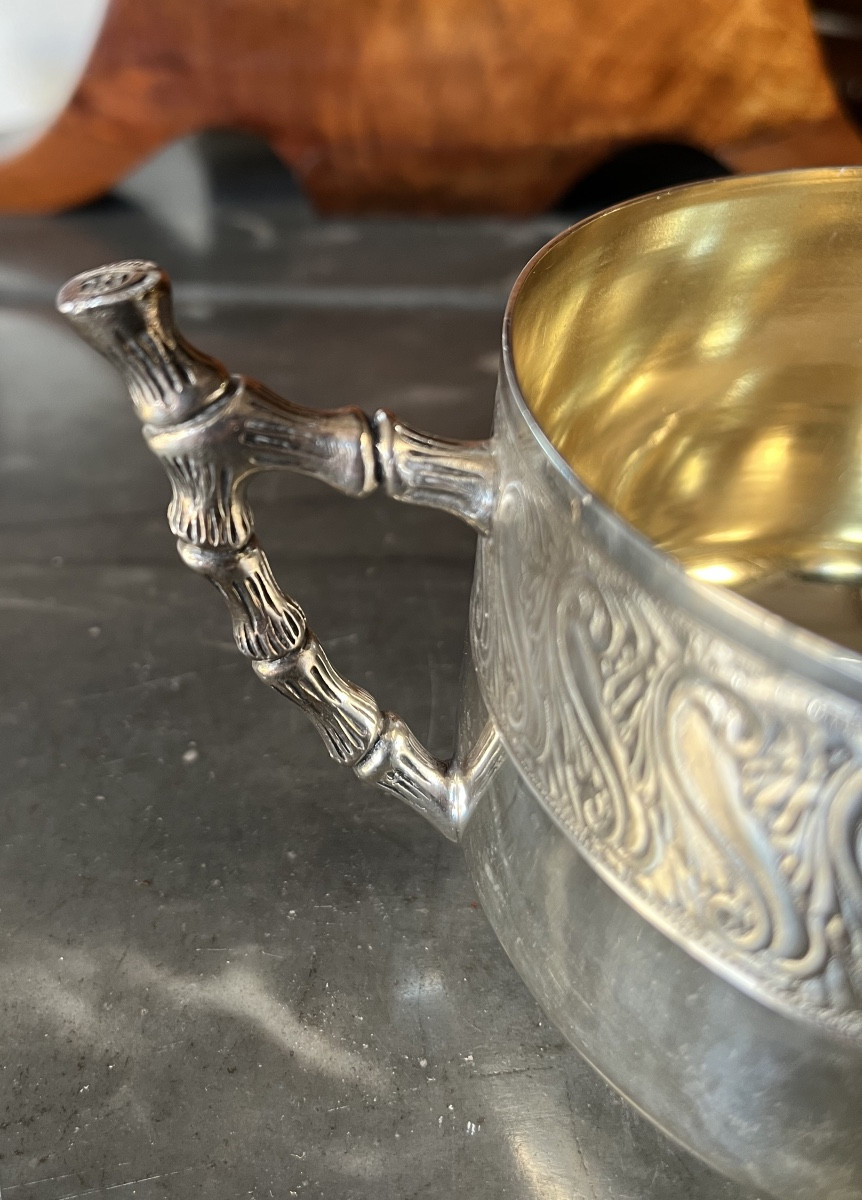 Tasse a chocolat en argent massif -photo-3