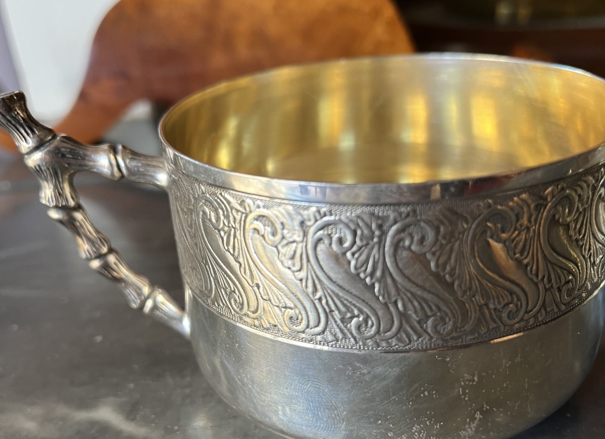 Tasse a chocolat en argent massif -photo-4