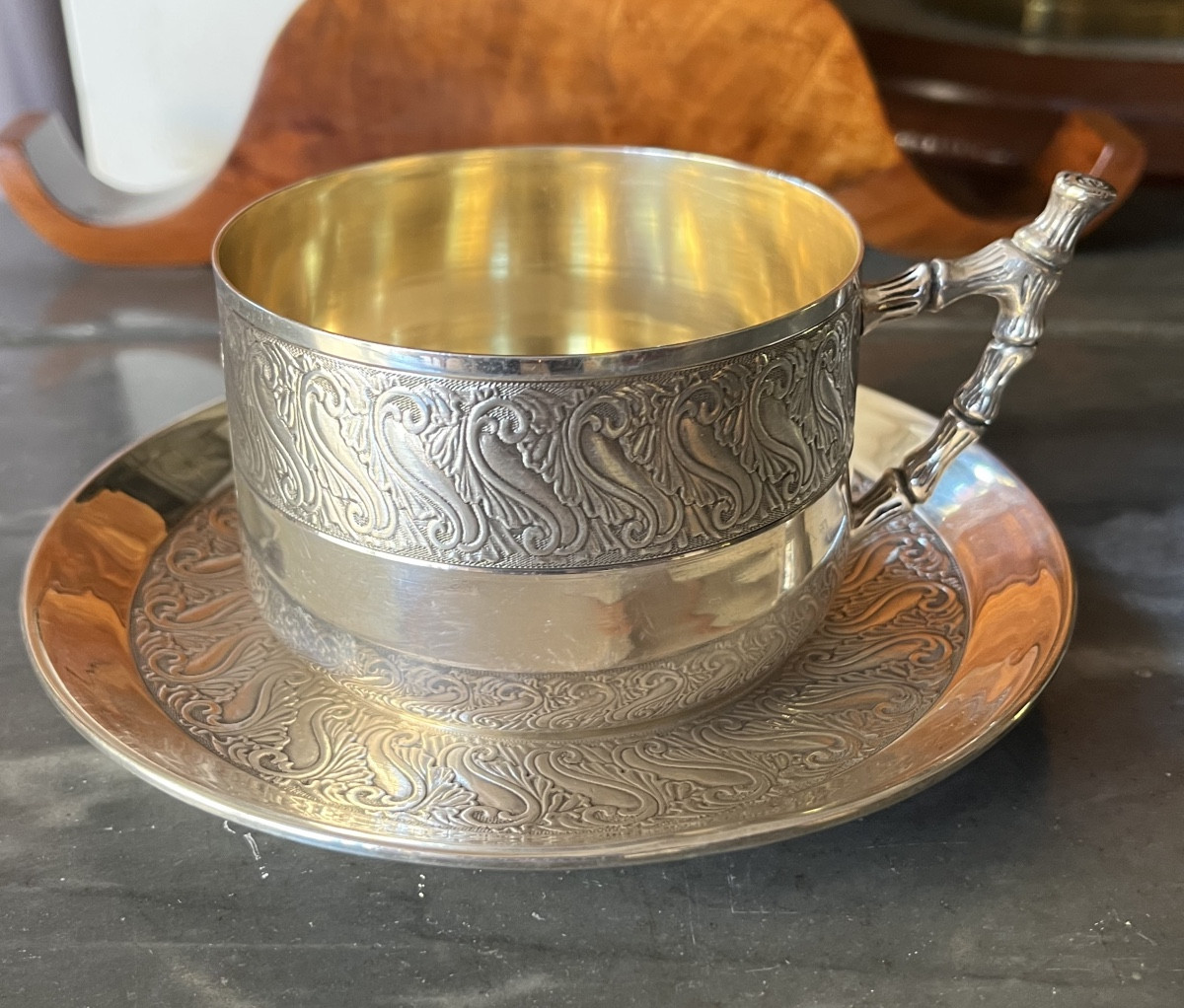 Tasse a chocolat en argent massif -photo-8