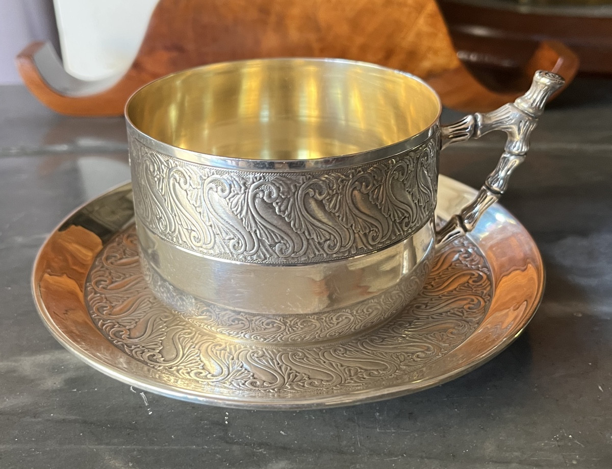 Tasse a chocolat en argent massif 
