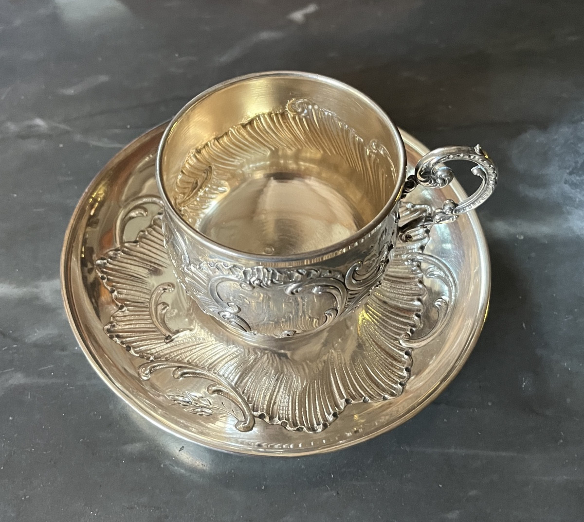 Tasse a chocolat en argent massif-photo-2