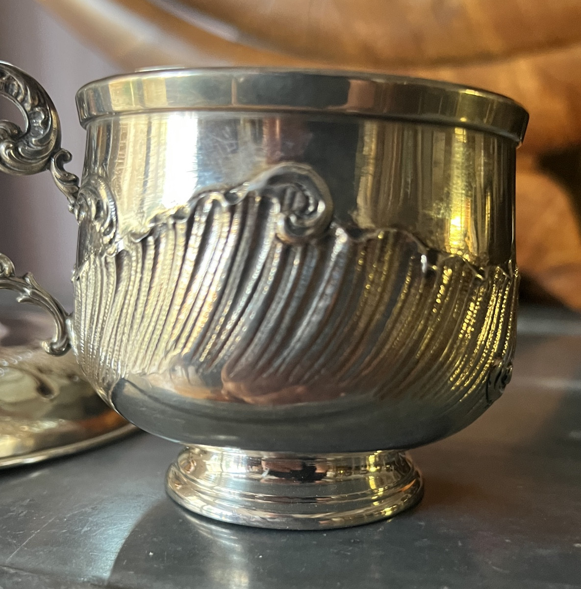 Tasse a chocolat en argent massif-photo-6
