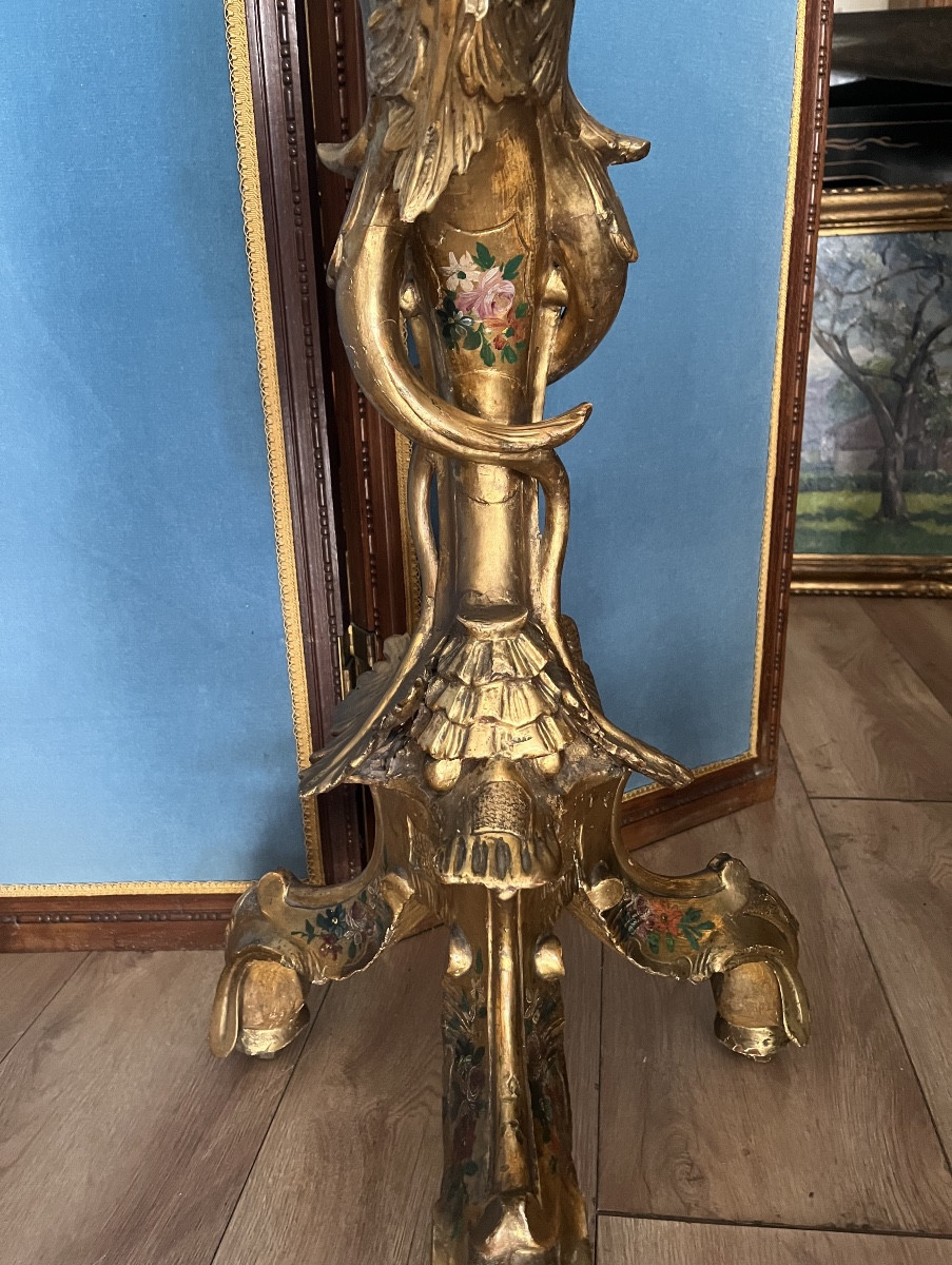 Pair Of Venetian Polychrome Wooden Stands -photo-3