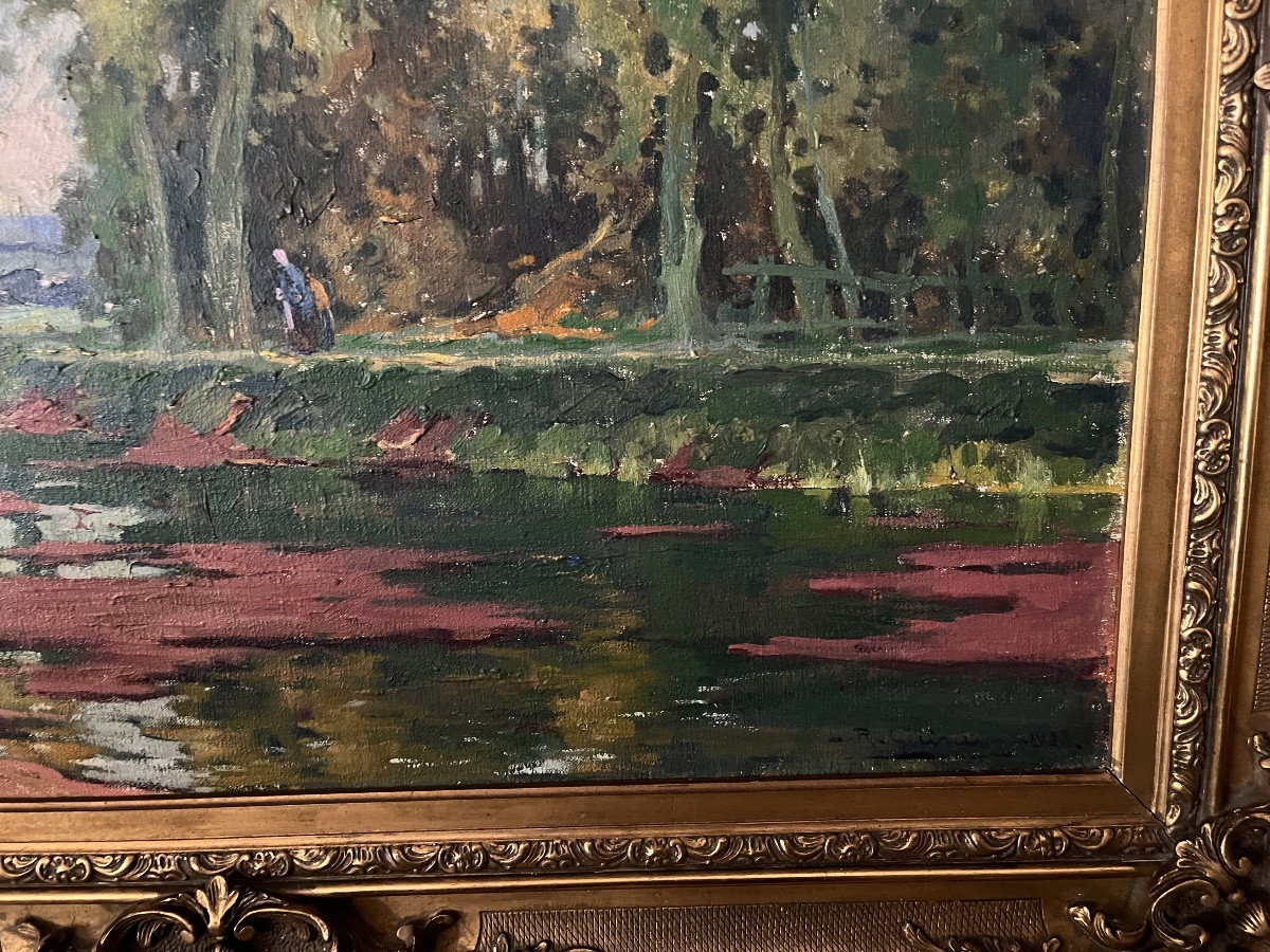 Louis Raoul Guiraud paysage huile sur toile-photo-3