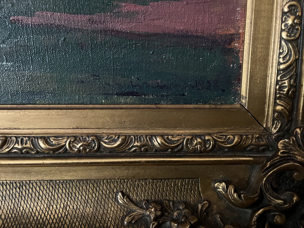Louis Raoul Guiraud paysage huile sur toile-photo-4