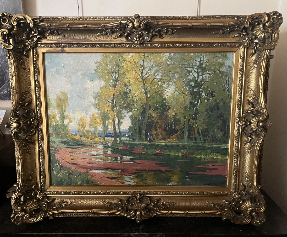 Louis Raoul Guiraud paysage huile sur toile-photo-7