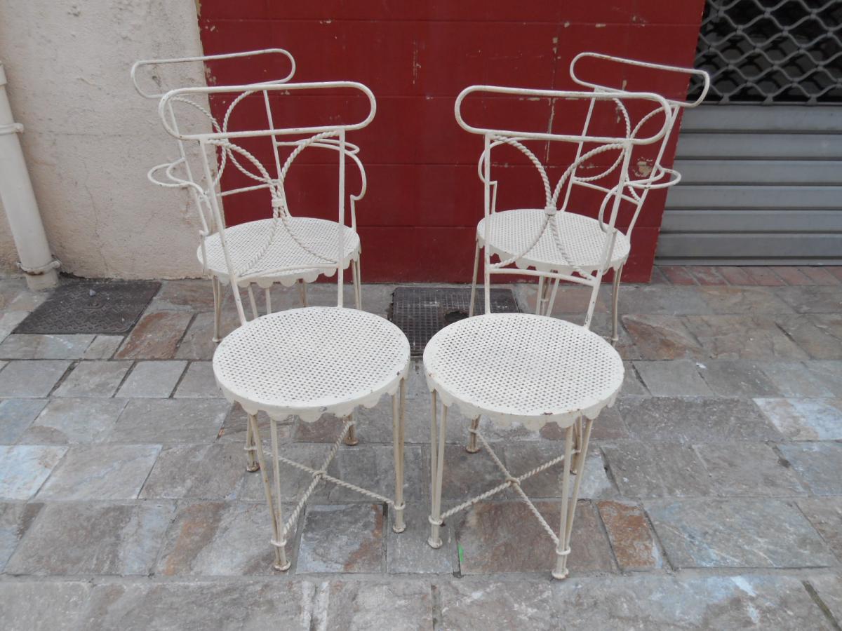 Gilbert Poillerat 2 Chairs And 2 Chairs Iron Forge